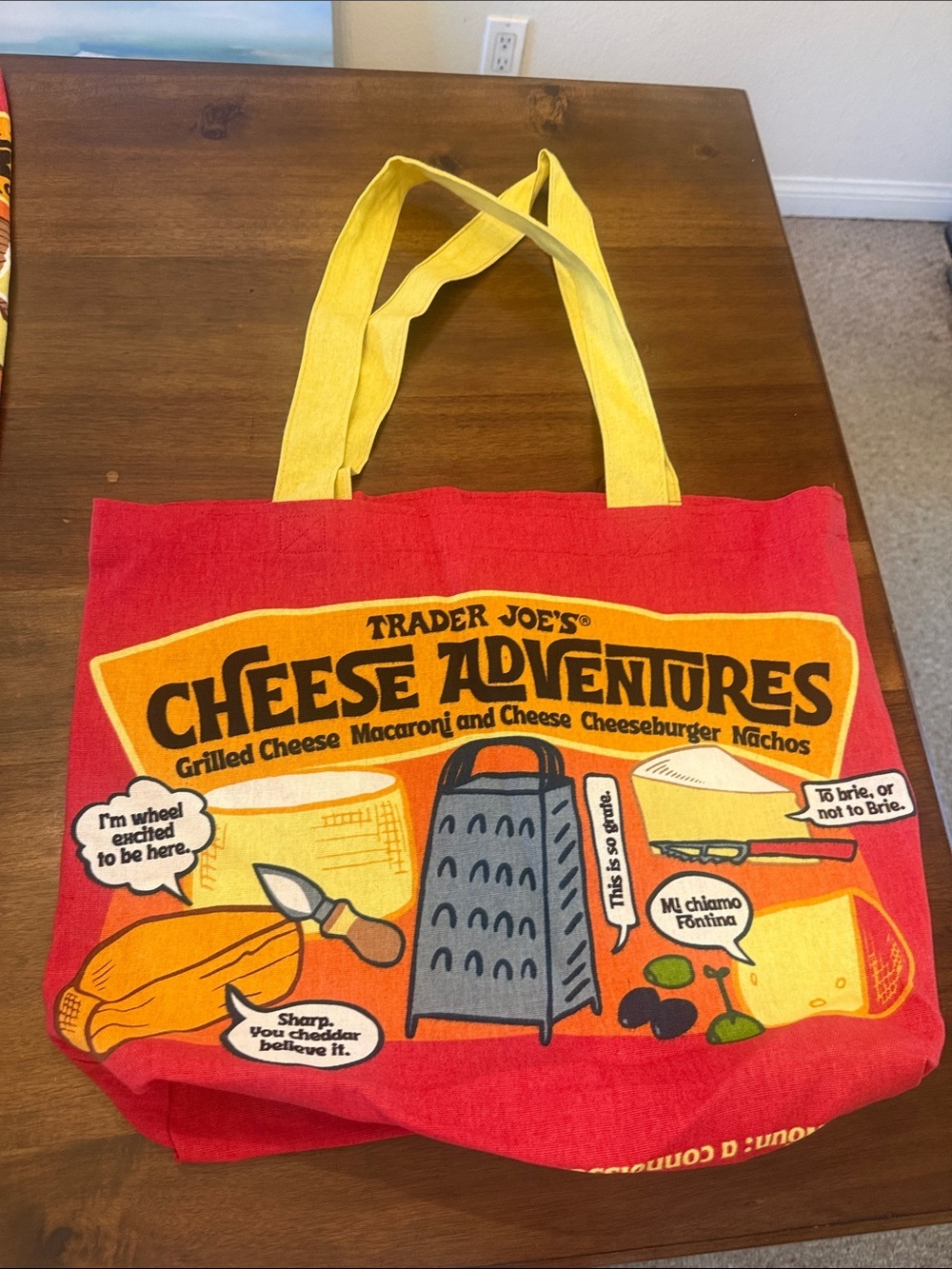 Trader Joe's 'Cheese Adventures' Tote Bag - Red & Yellow